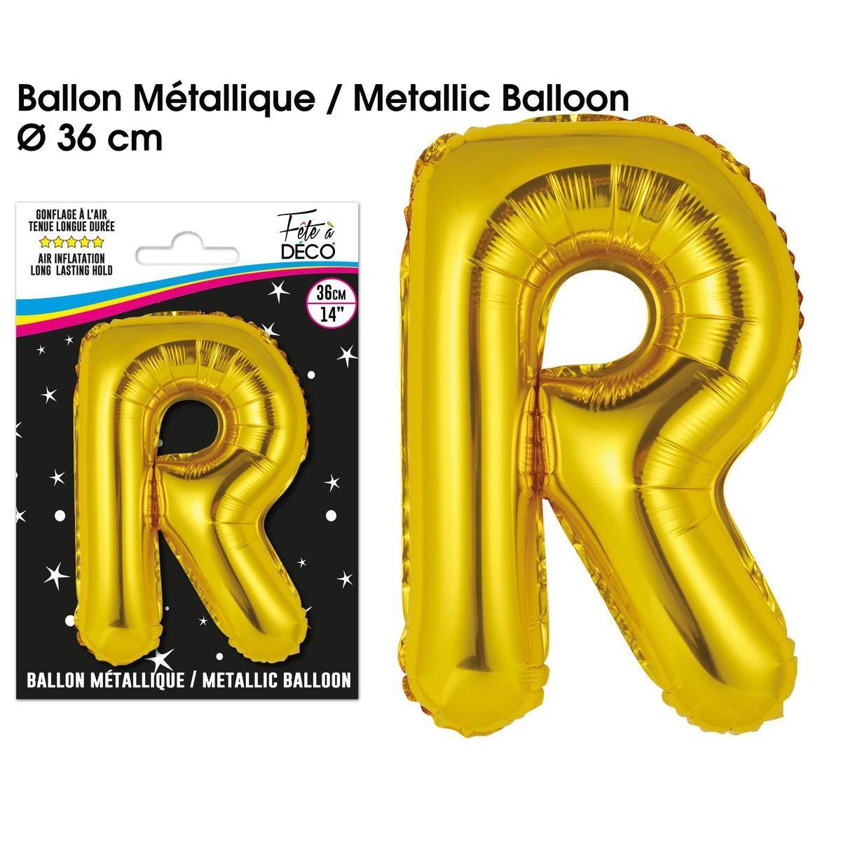 Ballon métallique or lettre r