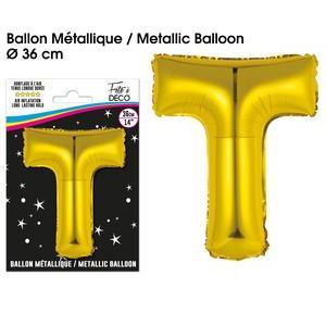 Ballon métallique or lettre t