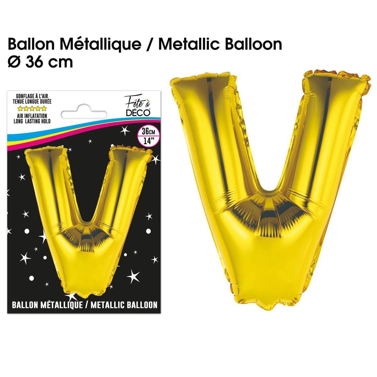 Ballon métallique or lettre v