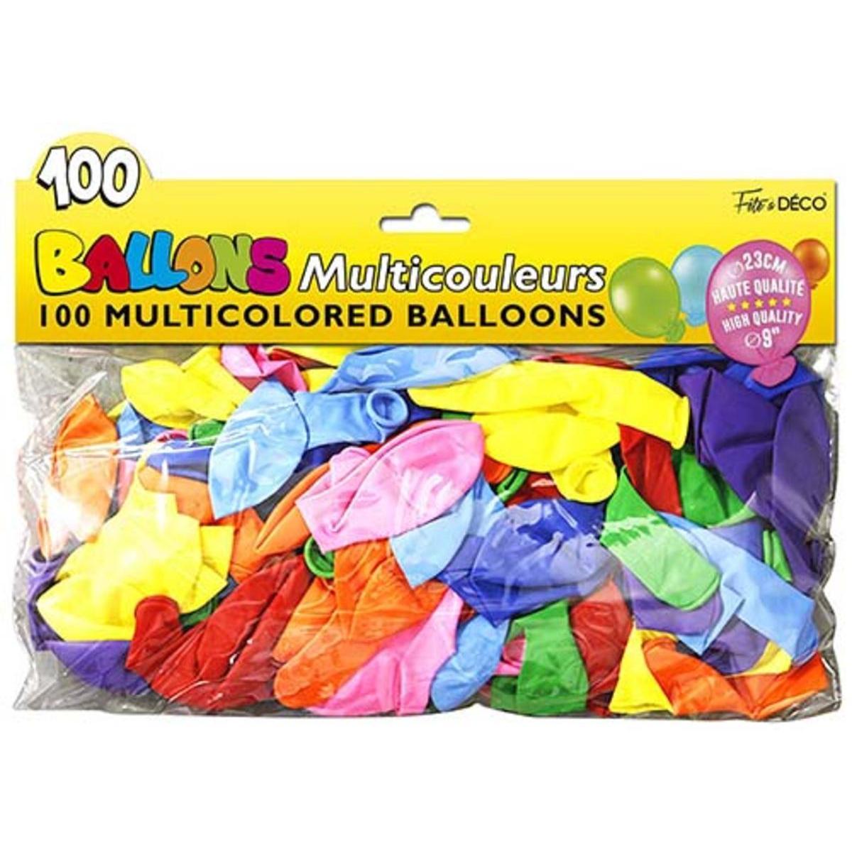 Sachet 100 ballons couleurs assorties
