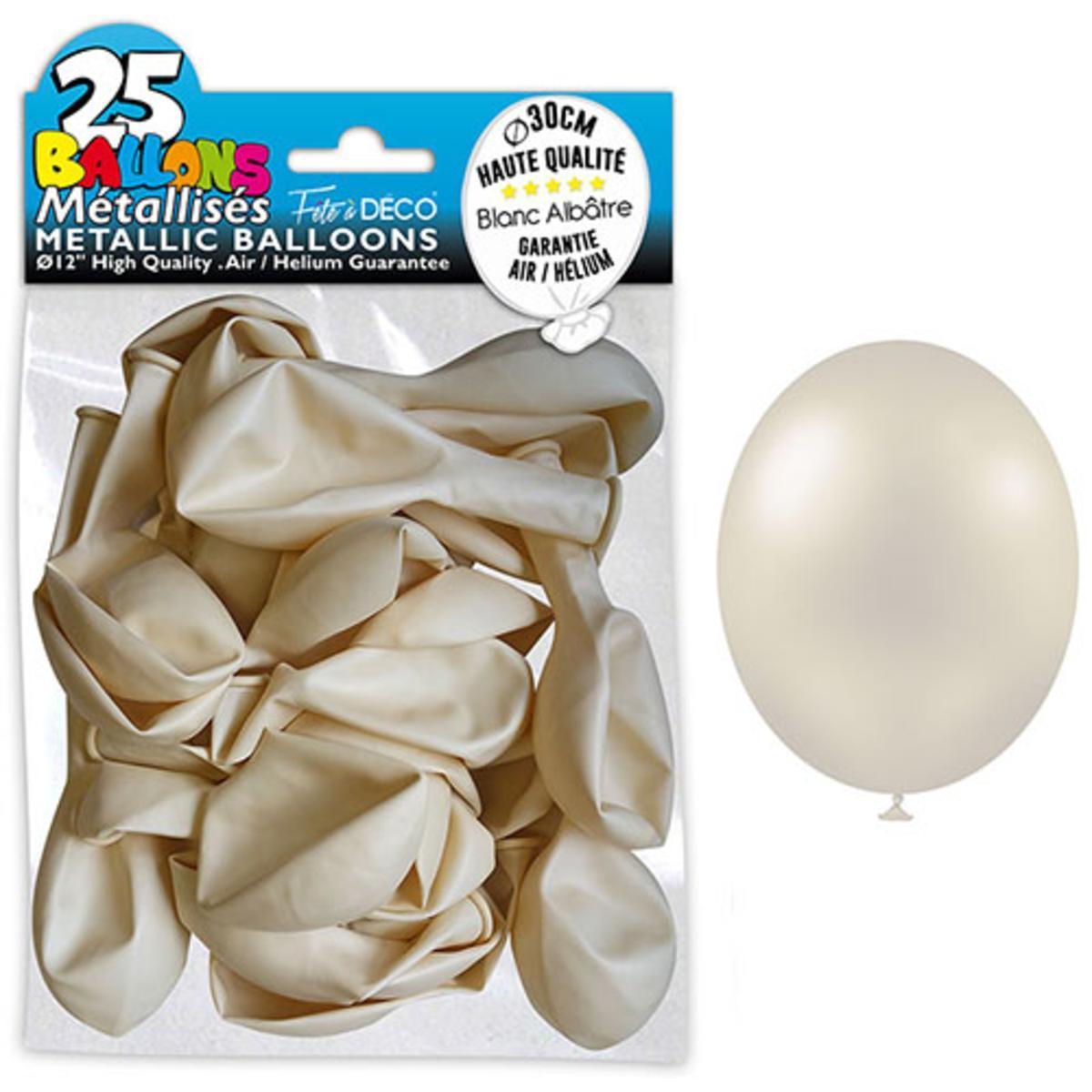 Sachet 25 ballons métal blanc