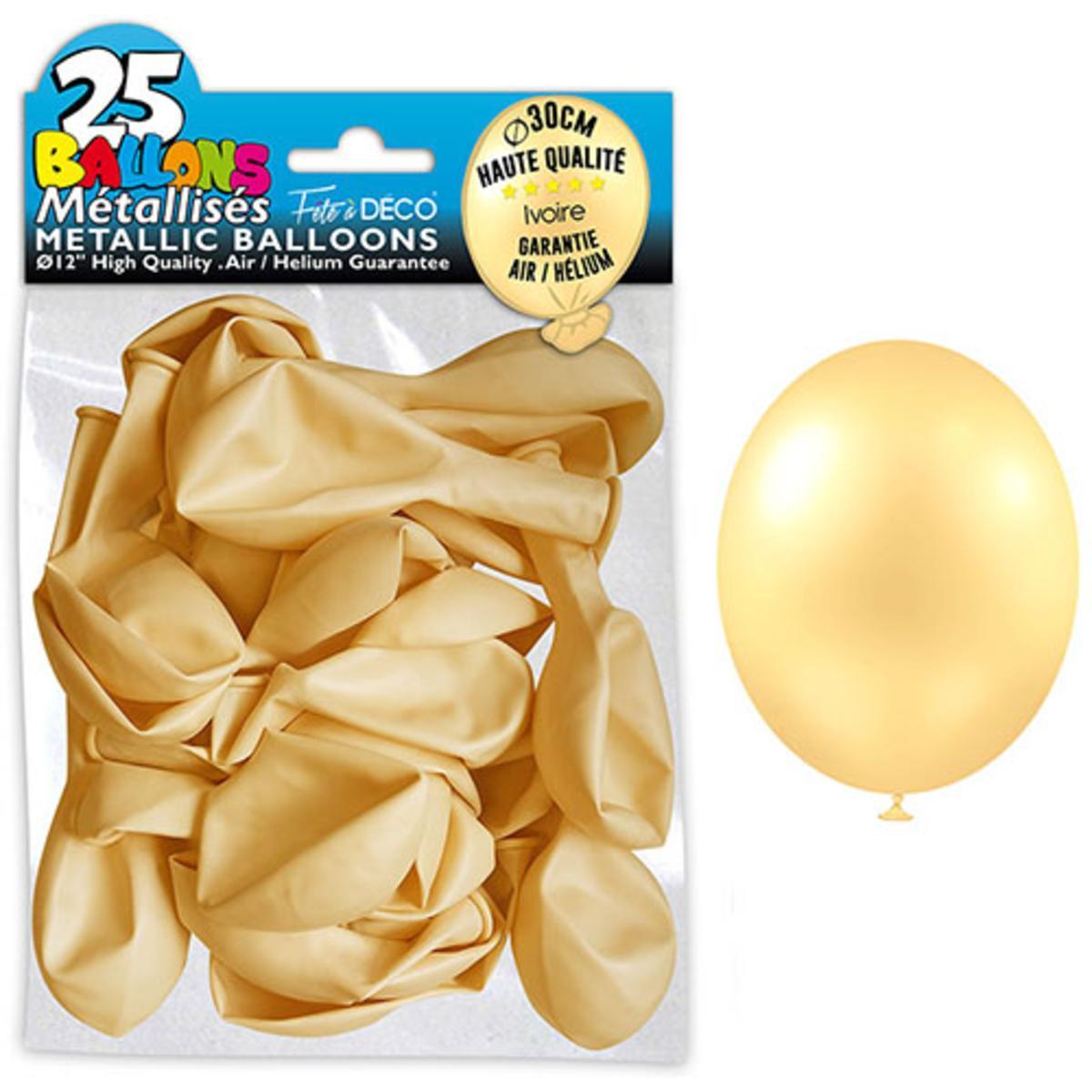 Sachet 25 ballons métal ivoire