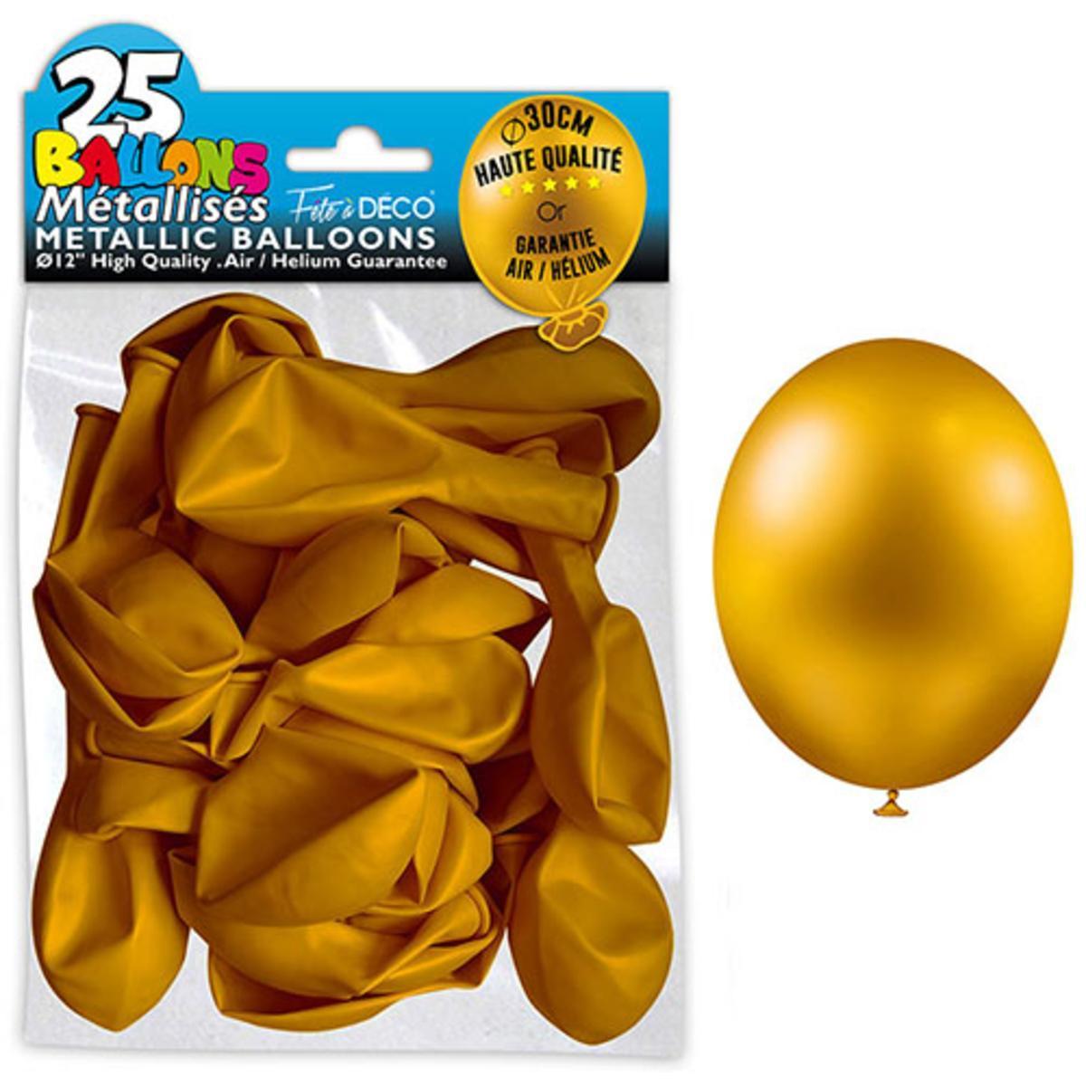 Sachet 25 ballons métal or