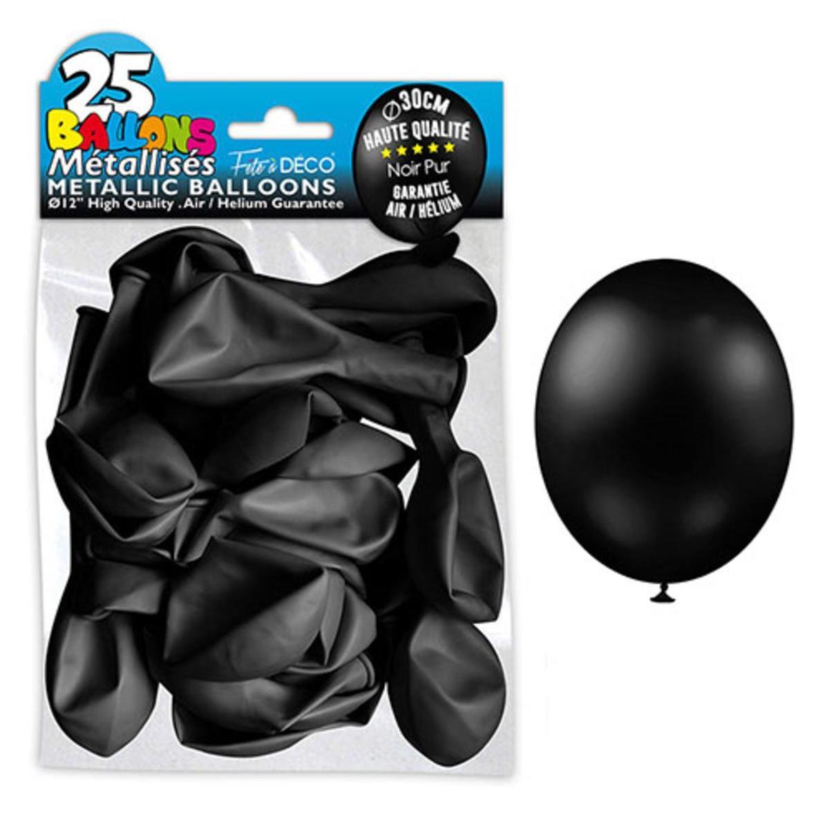 Sachet 25 ballons métal noir