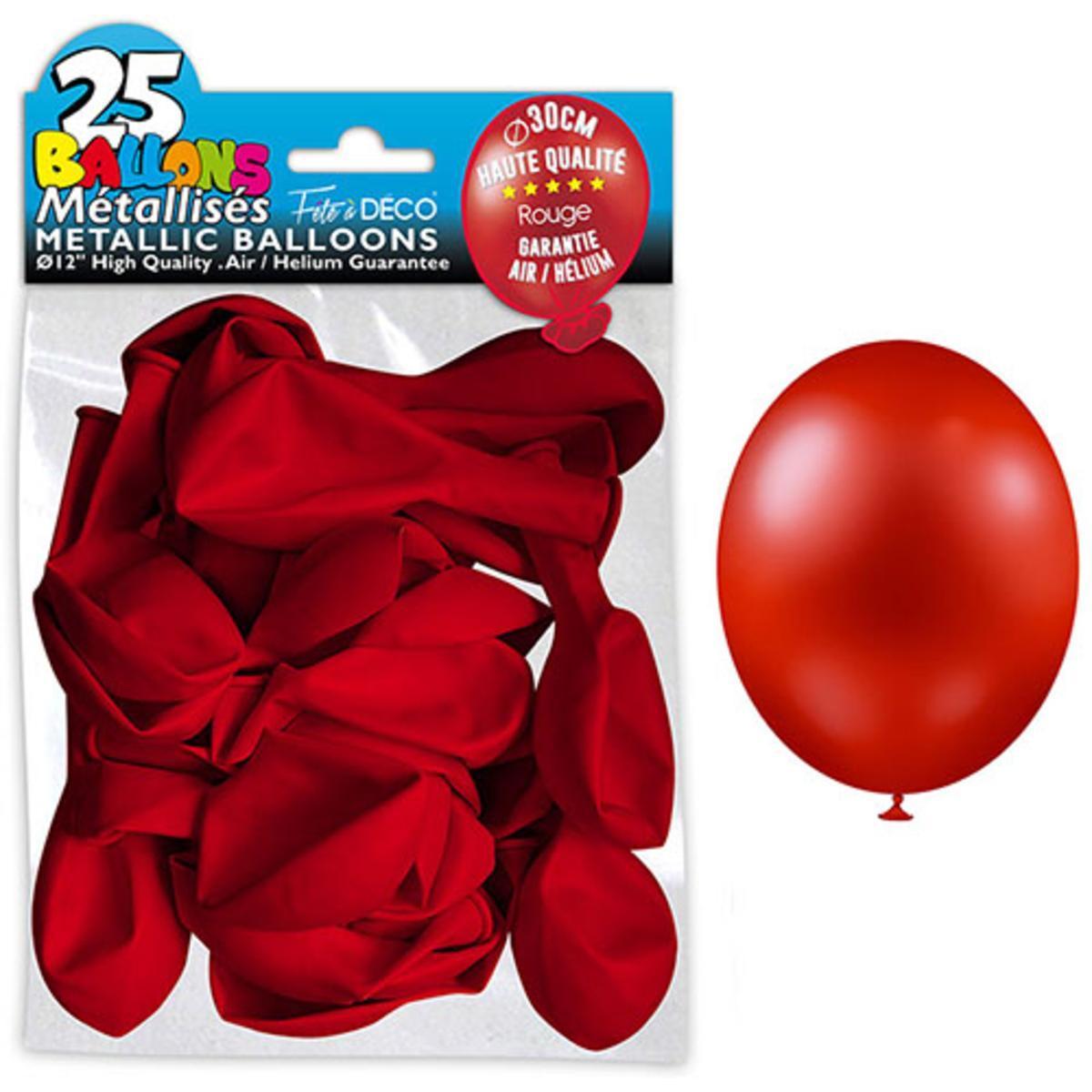 Sachet 25 ballons métal rouge