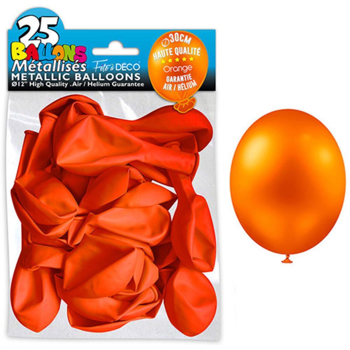 Sachet 25 ballons métal orange