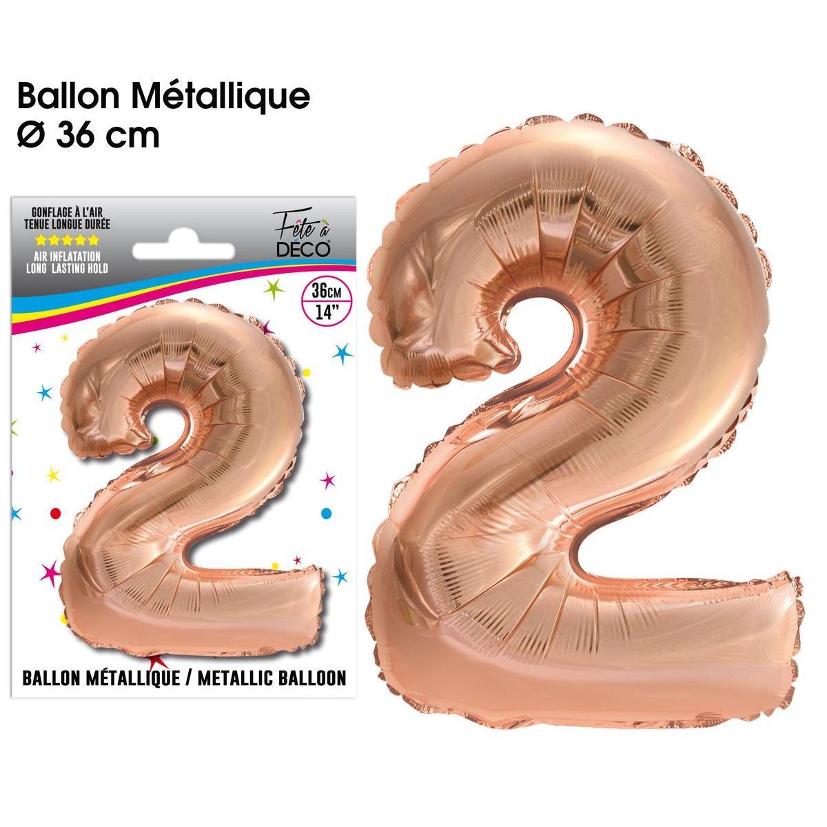 Ballon métallique cuivre chiffre 2