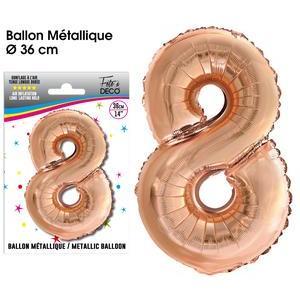 Ballon métallique cuivre chiffre 8