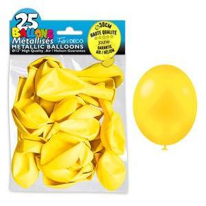 Sachet 25 ballons métal jaune citron