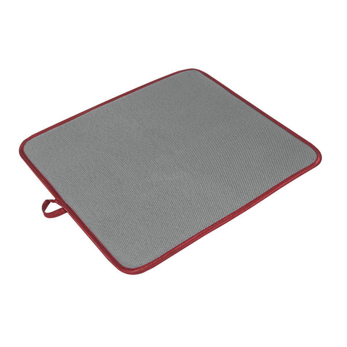 Softex tapis de séchage évier microfibre 40 x 45 cm gris liseré - Rouge cerise