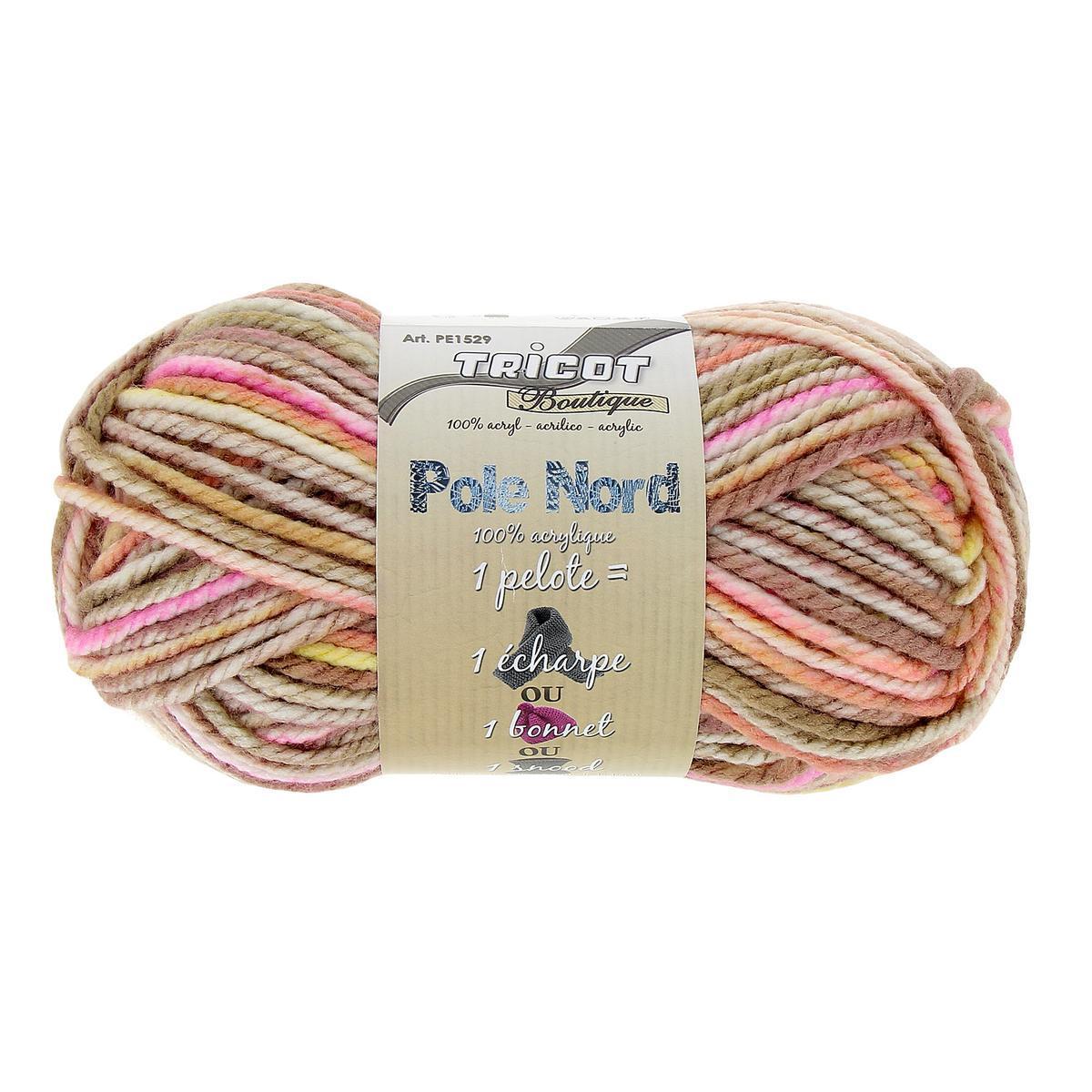 Pelote Pôle Nord gros fil - 120 m - Beige, rose, jaune