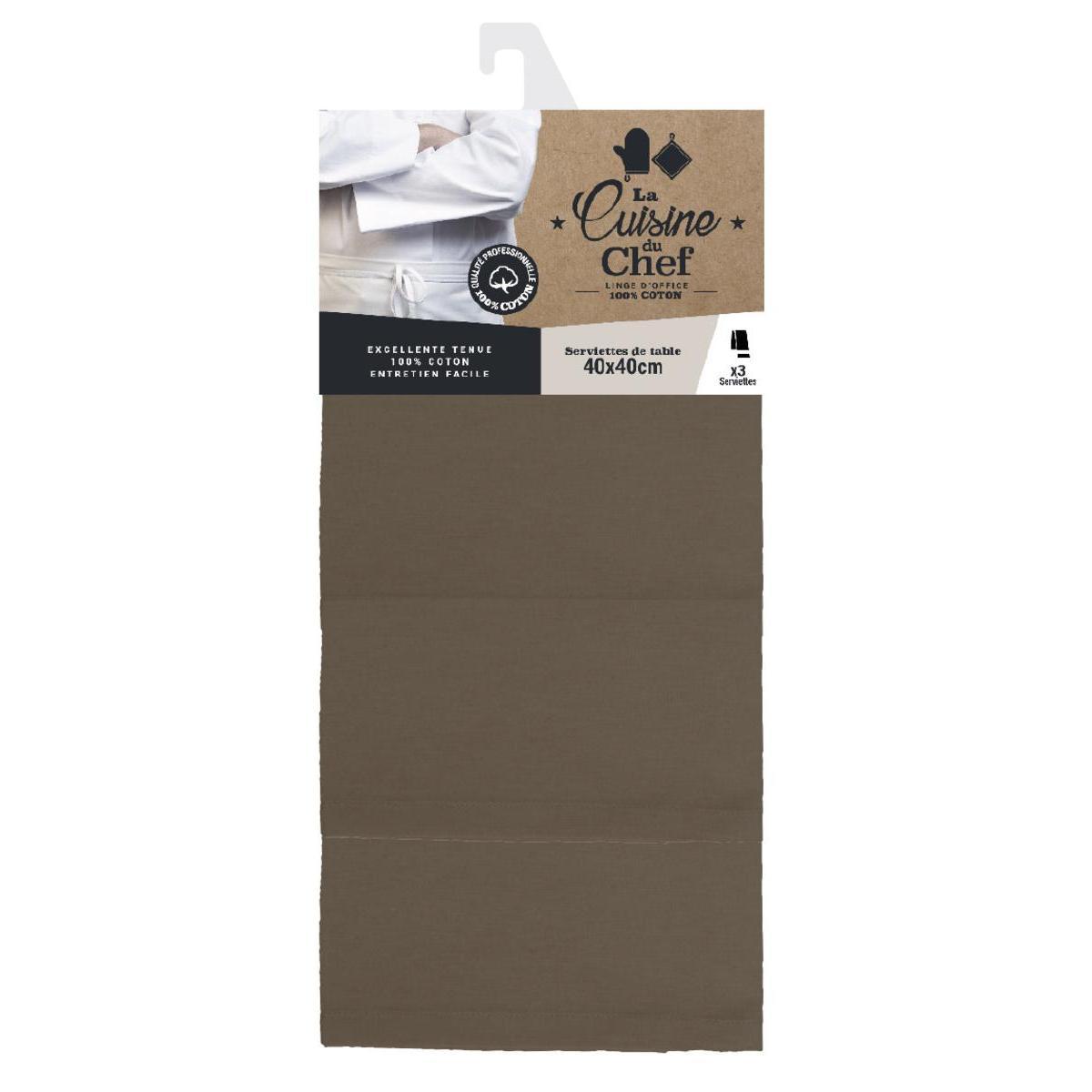 3 serviettes de table - Marron taupe