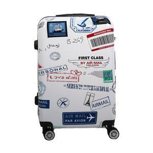 Travel - valise cabine ABS blanc imprimé patch - H 56 x L 39 x 24 cm