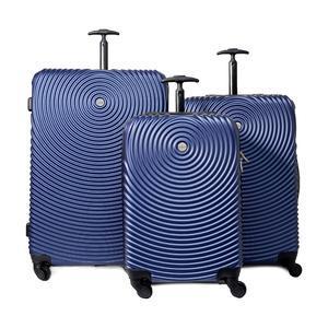 Seattle - set de 3 valises rigides bleues motifs 3d moyen modèle - H 55 x L 41 x 18 cm