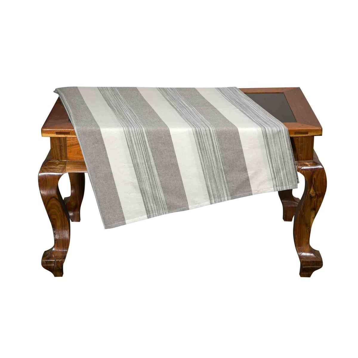 Plaid Concept grandes rayures - 210 x 220 cm - Gris, blanc