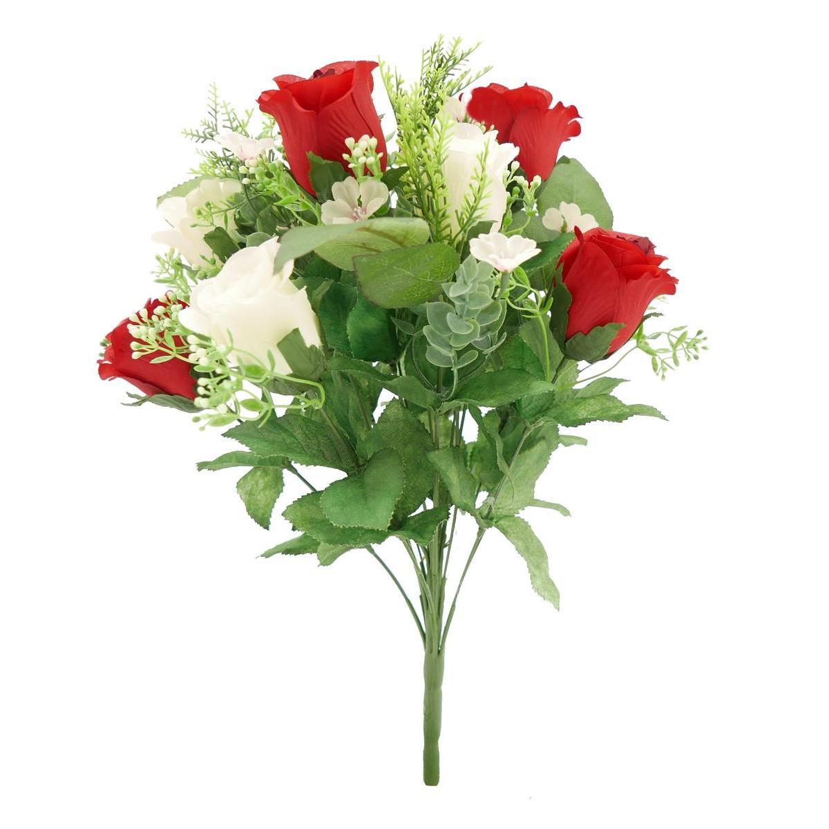 Bouquet de boutons de Roses - H 46 cm - Rose, Rouge