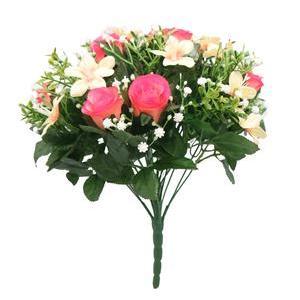 Bouquet de Roses et Orchidées - H 41 cm - Orange, Rose
