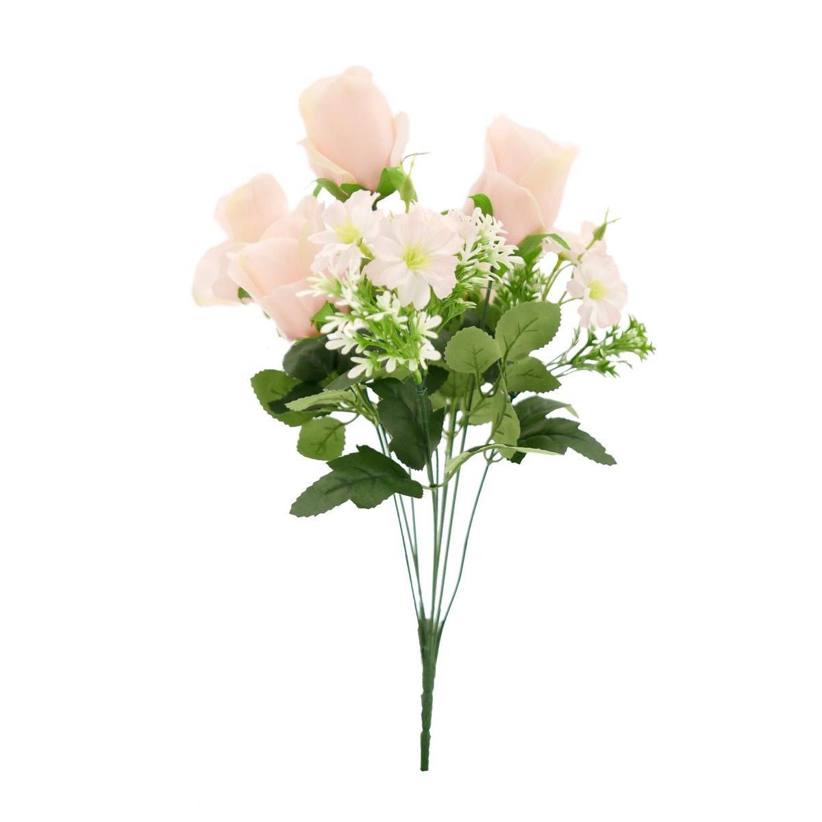 Bouquet de Roses - H 44 cm - Rose, Blanc