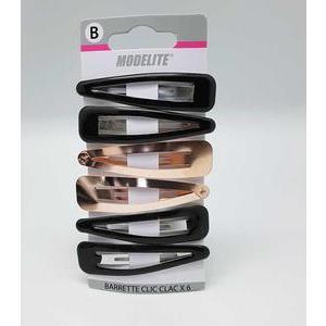 Barrettes clic-clac variées - 6 pièces - Différents modèles - Noir, marron - MODELITE