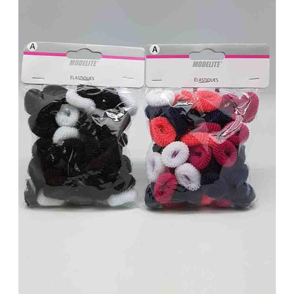 Mini-élastiques mousse - 50 pièces assorties - Différents modèles - Noir, rouge, blanc - MODELITE