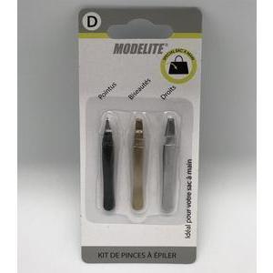 Mini-pinces à épiler - 3 pièces - Noir, or, gris - MODELITE