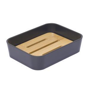 Porte-savon bambou - L 12 x H 3 x l 8 cm - Noir