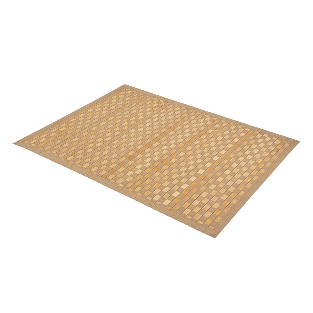 Tapis de bain bambou - L 80 x l 50 cm - Marron