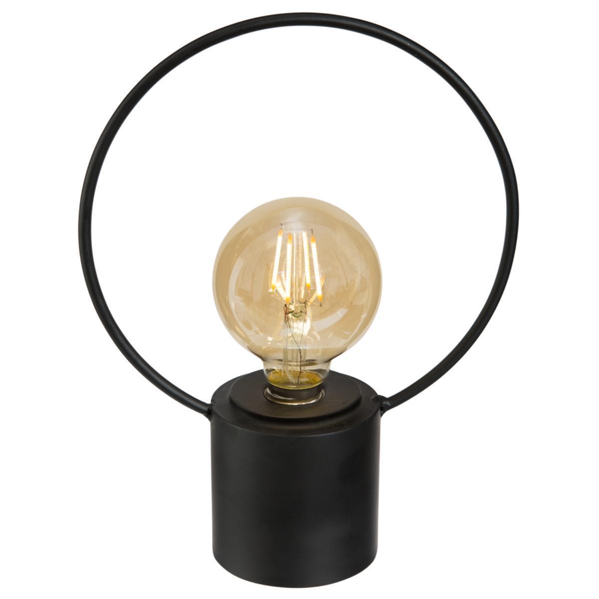 Lampe ampoule led socle metal noir H 26,5