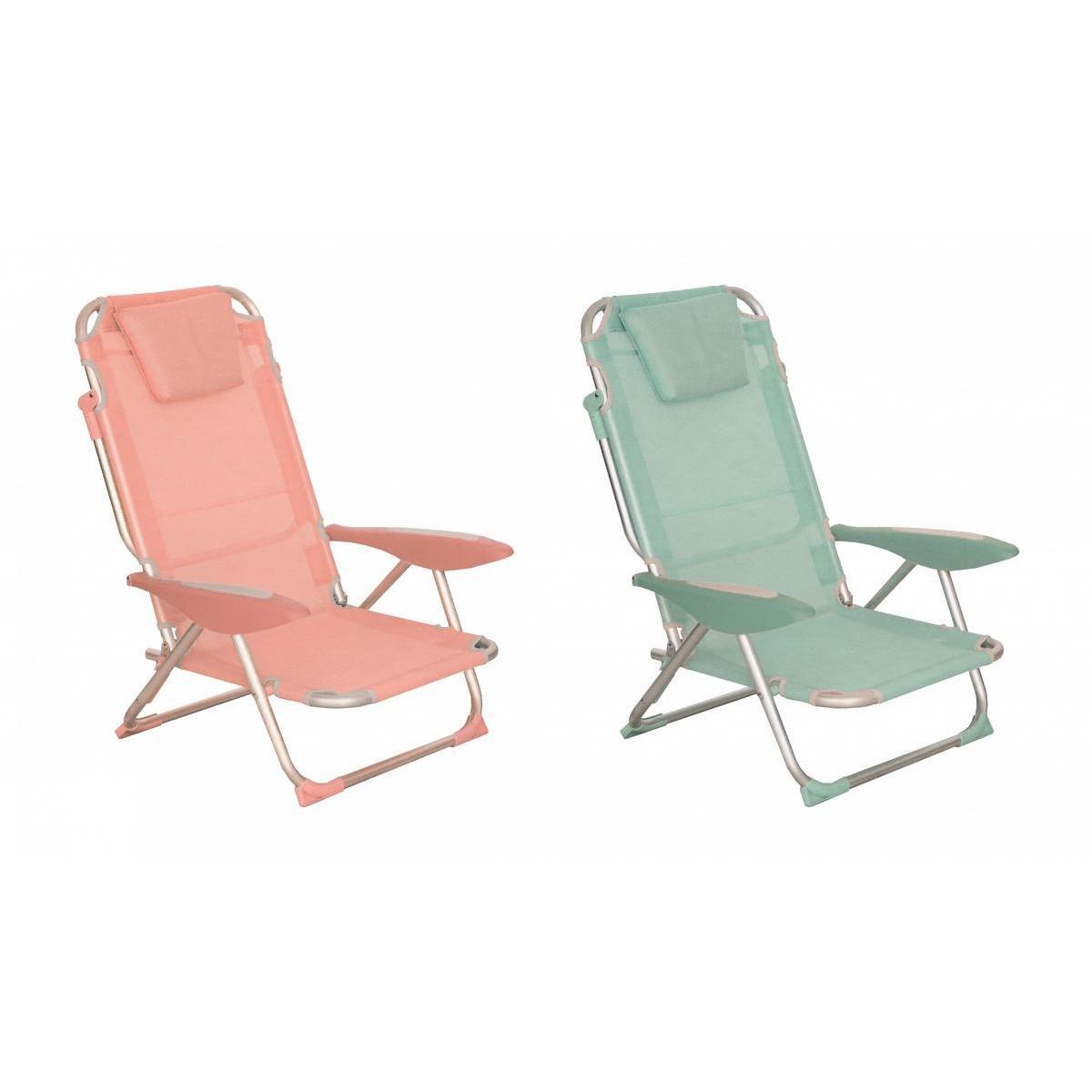 Fauteuil clic-clac de plage Rio - 64 x H 79 x 59 cm - Différents modèles - Orange, vert