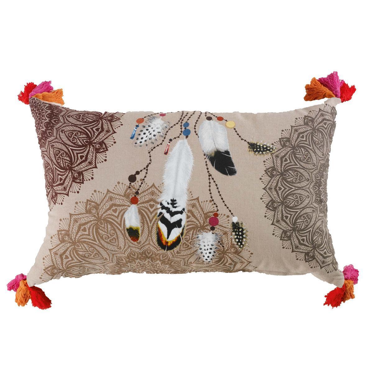 Coussin déhoussable Tribu - Beige, marron