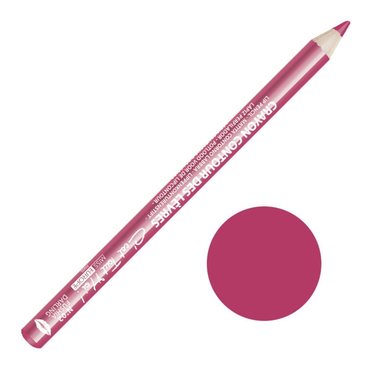 Crayon contour des lèvres n°02 - ø 0.9 x L 16.2 cm - Rose Fuchsia - MISS EUROPE