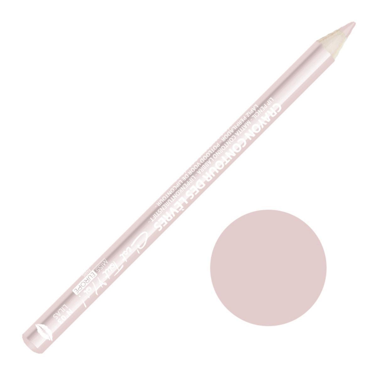 Crayon contour des lèvres n°03 - ø 0.9 x L 16.2 cm - Rose Lilas - MISS EUROPE