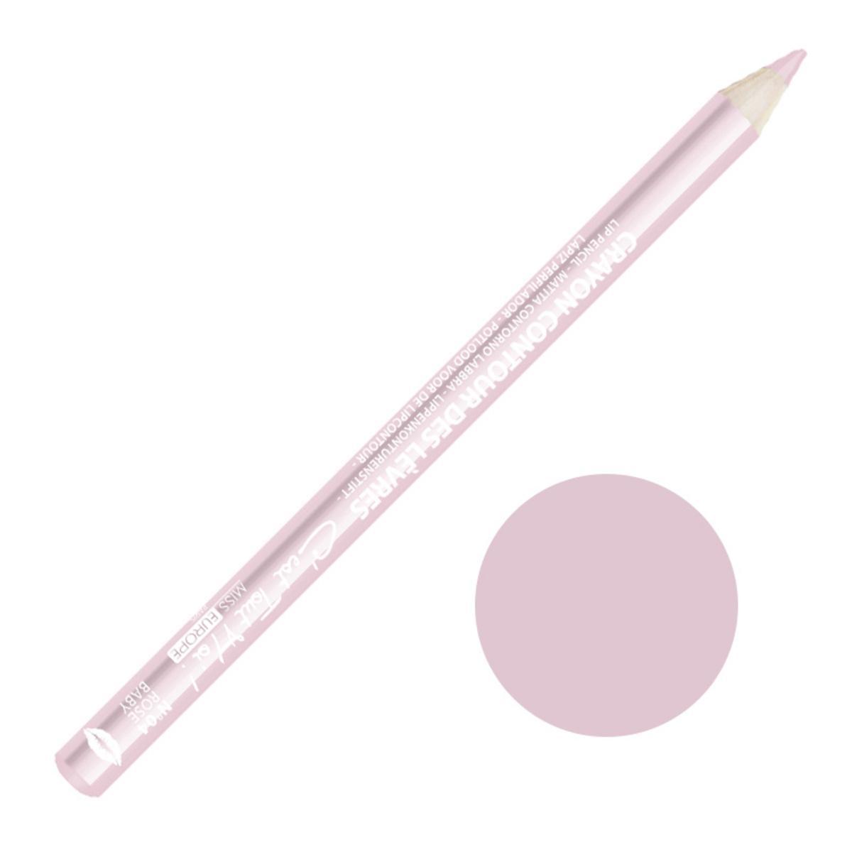 Crayon contour des lèvres n°04 - ø 0.9 x L 16.2 cm - Rose Poupée - MISS EUROPE
