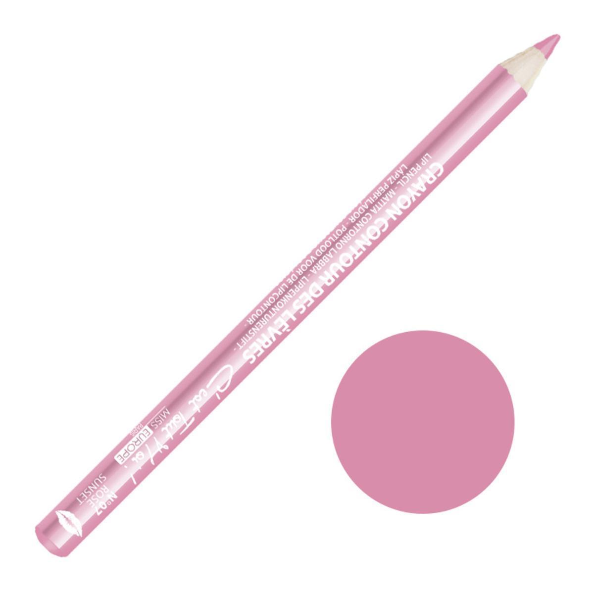 Crayon contour des lèvres n°07 - ø 0.9 x L 16.2 cm - Rose Aube - MISS EUROPE