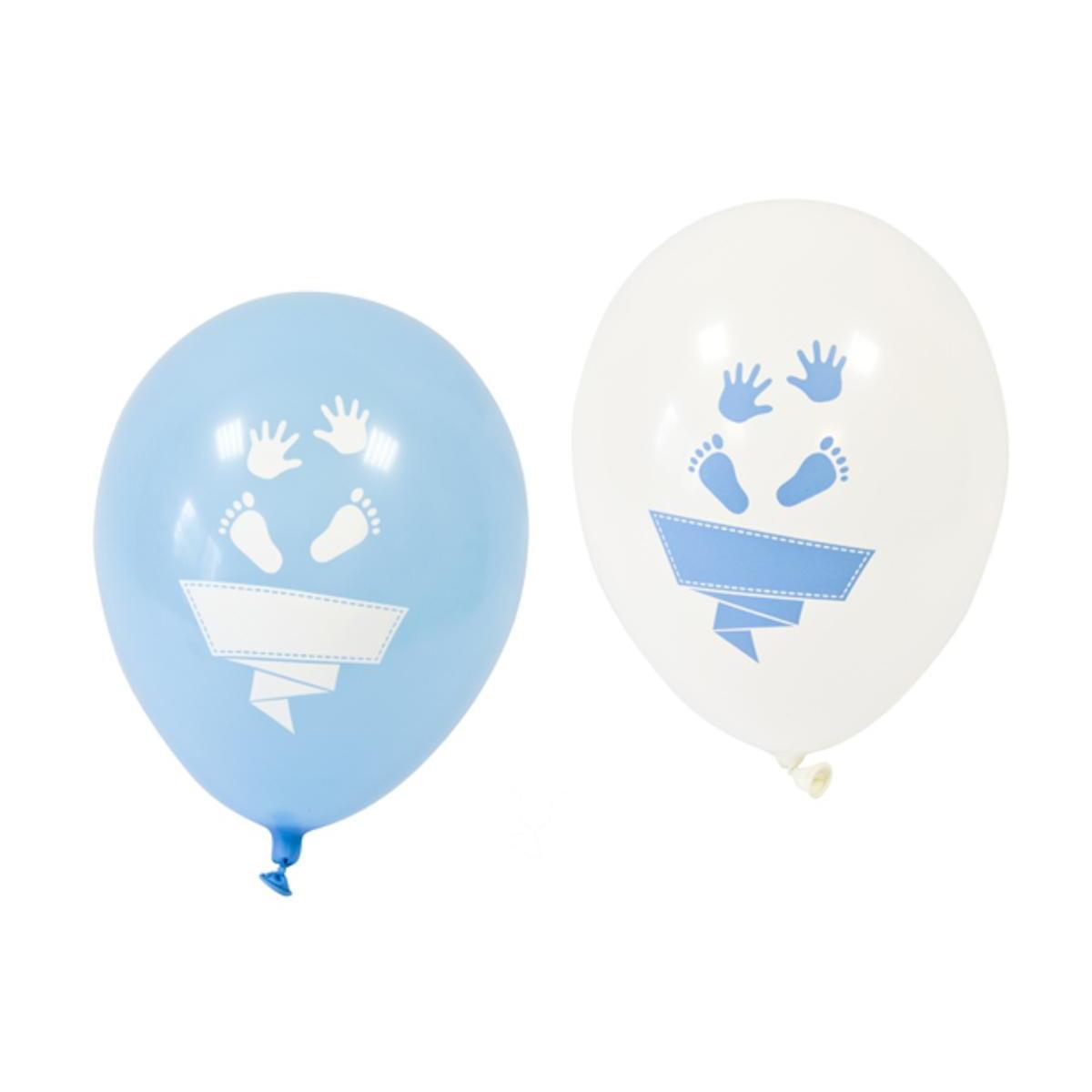 ballon imprime pied et main bleu diam. 28 cm (x 8)