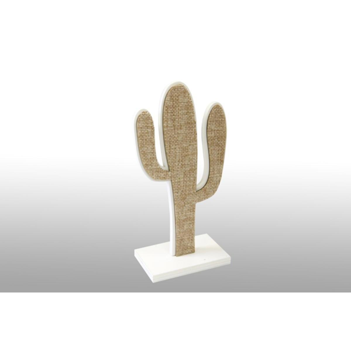 Cactus décor toile sur support - 7.7 x 15.5 x 4.5 cm - Beige