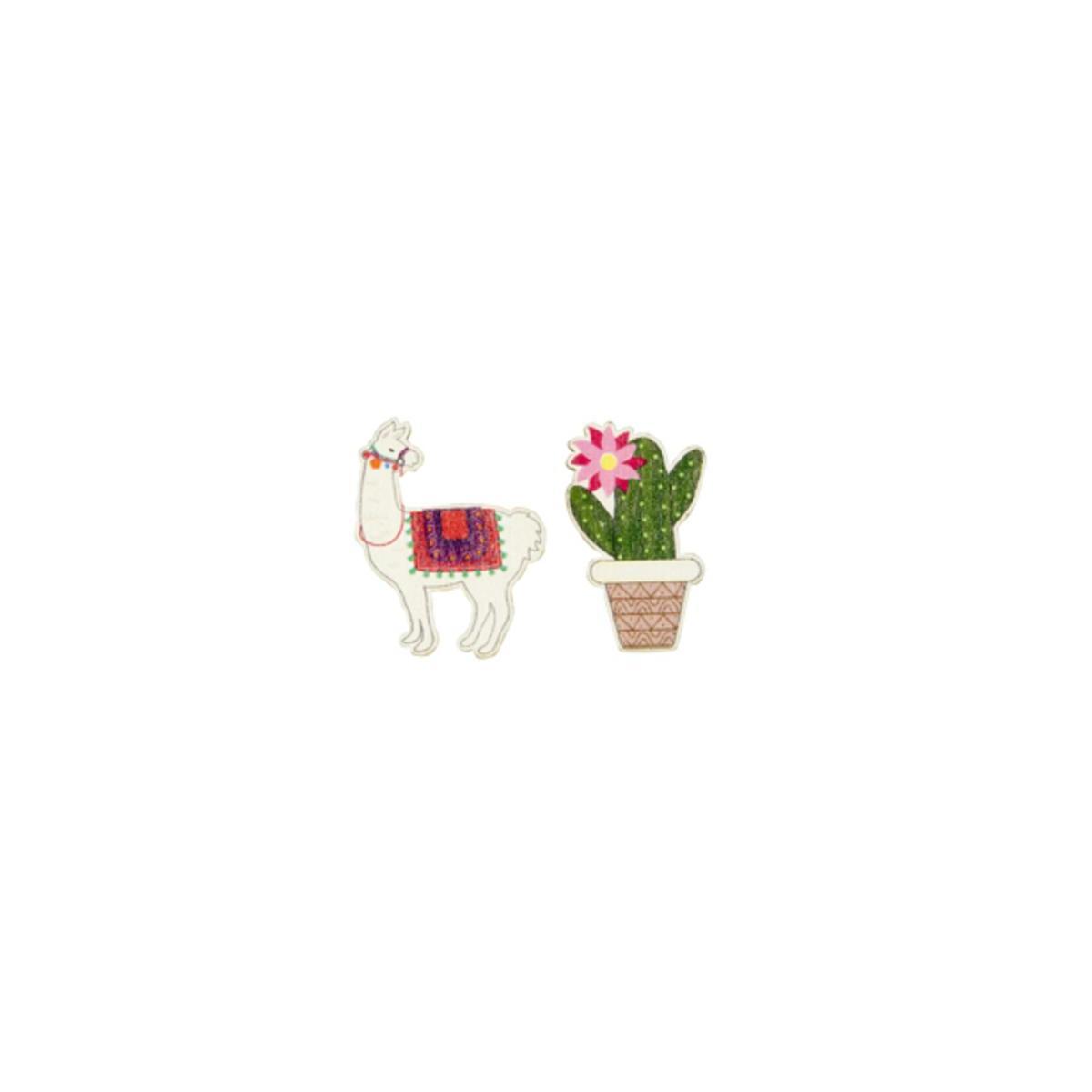 Confetti bois lama cactus (x 9) - 3.5 x 4 cm - Multicolore
