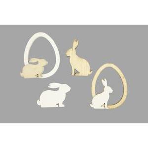 lapin et oeuf deco de table bois ton naturel (x8)