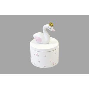 Boîte déco cygne Fille avec couronne - 4.5 x 6.5 x 4.5 cm - Rose