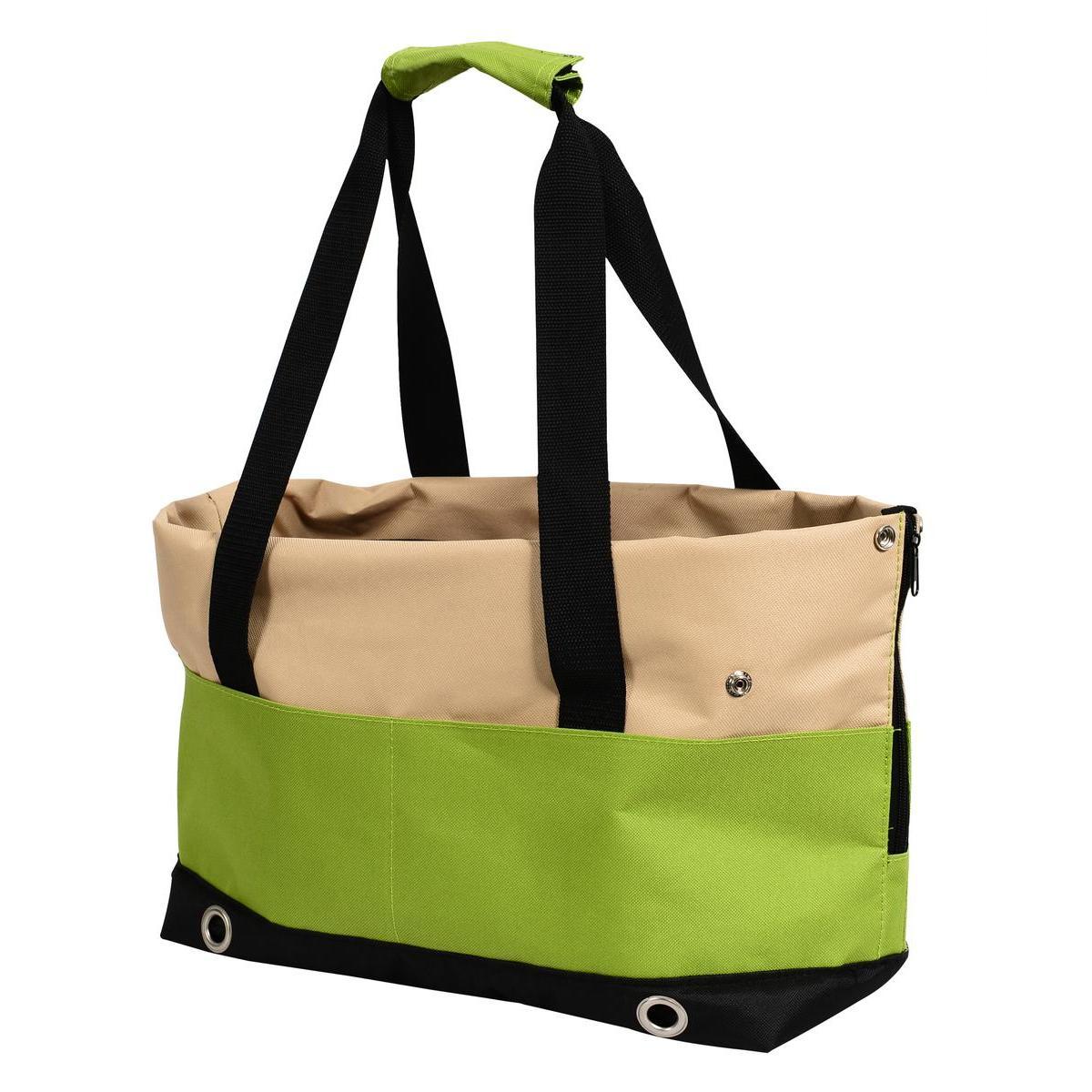 Sac de transport tissu - 40 x 22 cm - Vert, beige, noir