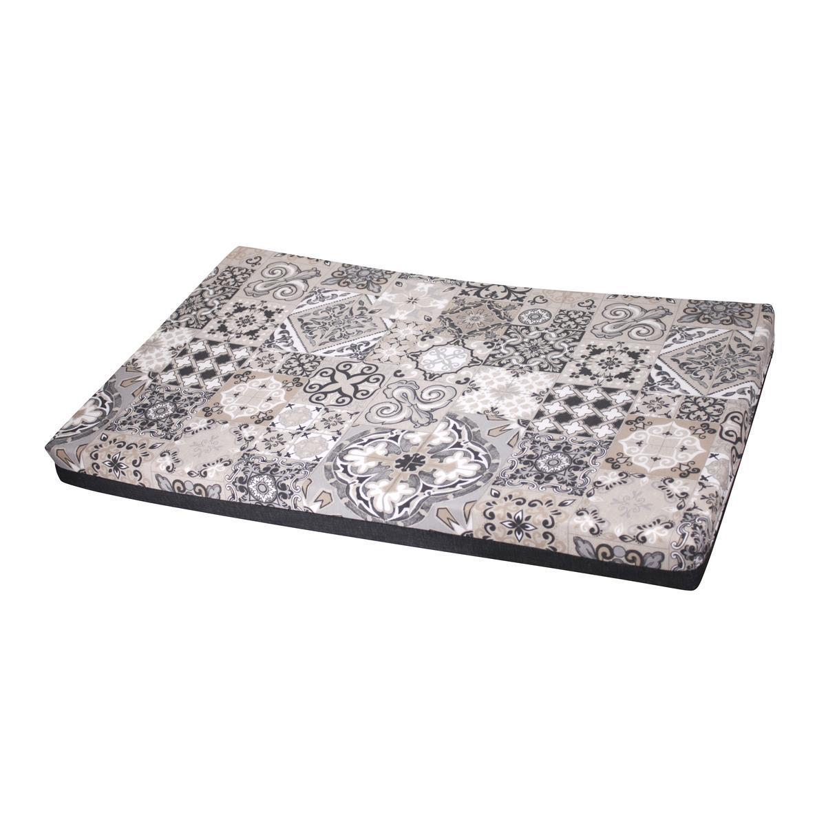 Matelas déhoussable motifs carreaux de ciment - 60 x 100 x 8 cm - Différents modèles - Bleu, gris