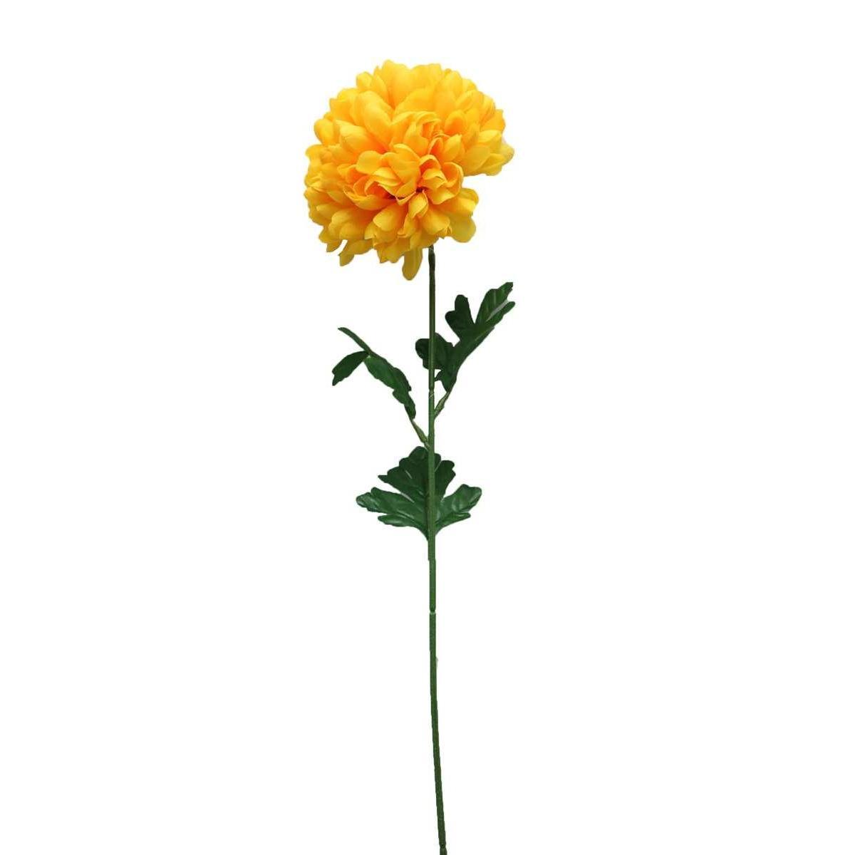 Tige de chrysanthème synthétique - H 68 cm - Jaune, vert