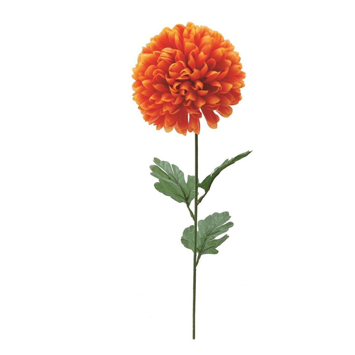 Tige de chrysanthème synthétique - H 68 cm - Orange, vert