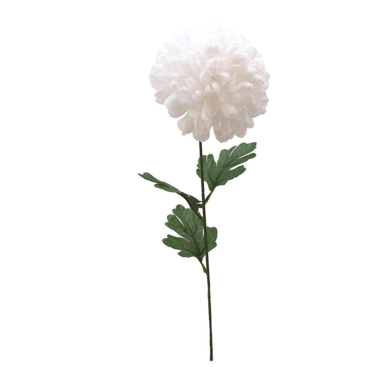 Tige de chrysanthème synthétique - H 68 cm - Blanc, vert