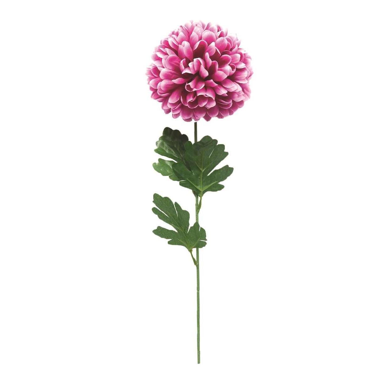 Tige de chrysanthème synthétique - H 68 cm - Fuschia, vert