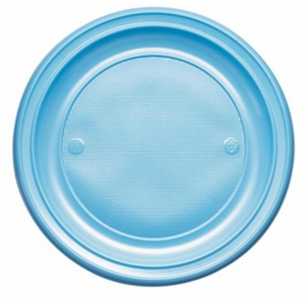 Assiettes plastique lagon rondes 22cm x 20 pièces réutilisable