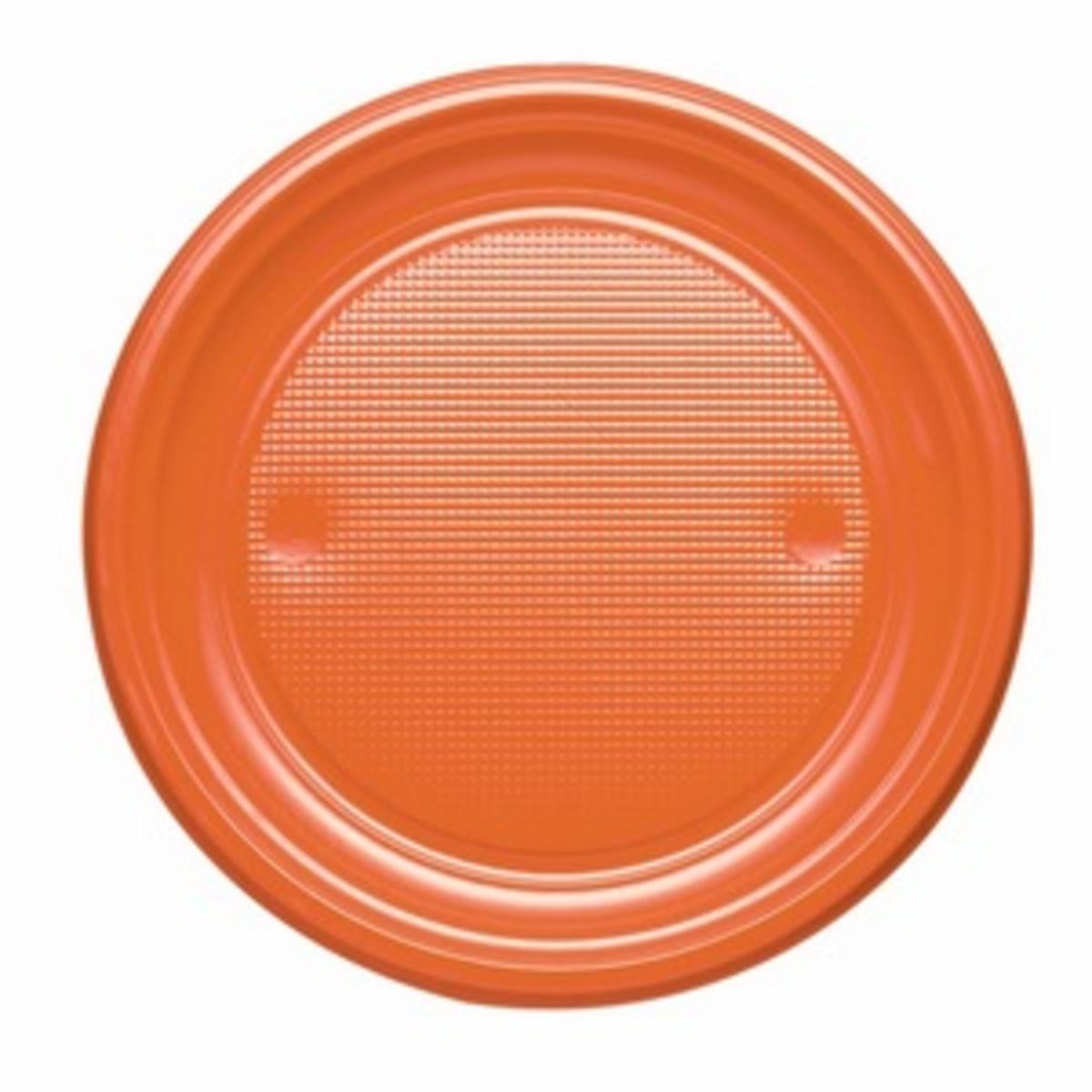 Assiettes plastique rondes diam 17 cm orange x 25 pièces reut
