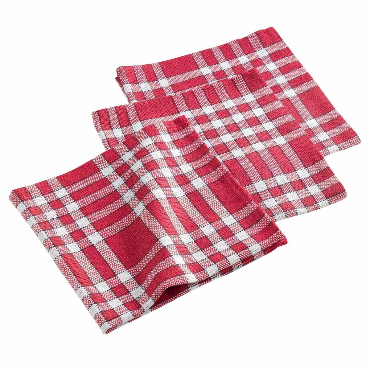 3 serviettes de table tissées tradition - L 40 x l 40 cm - Rouge