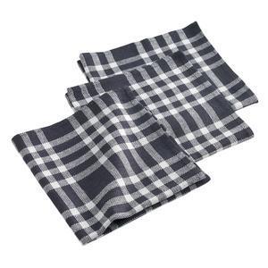 3 serviettes de table à carreaux - 45 x 45 cm - Noir