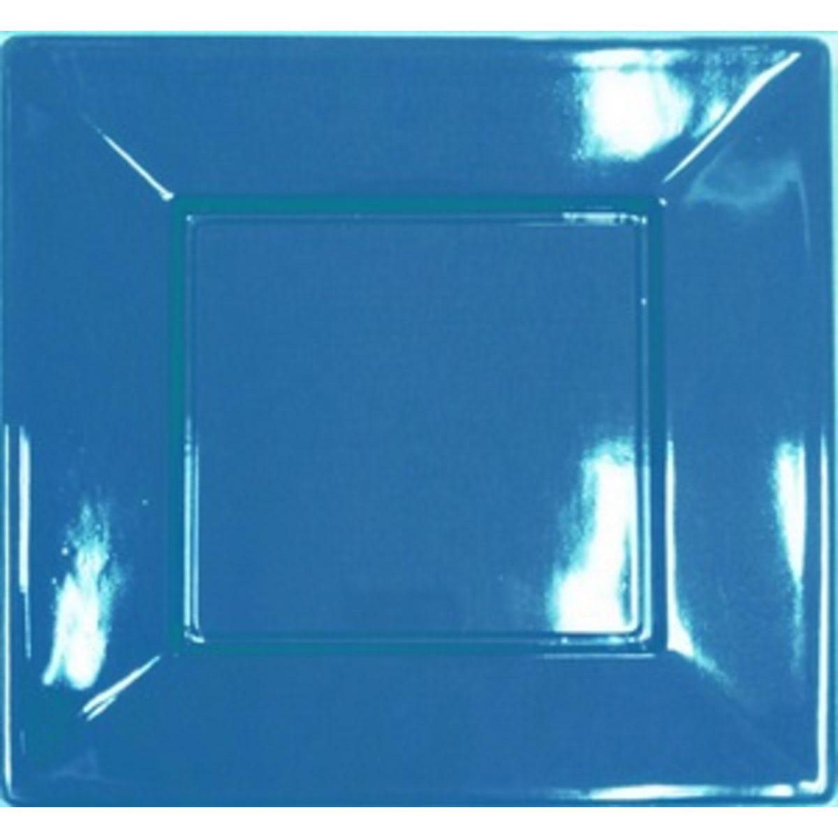 Assiettes plastique carré 23 cm marine réutilisable x 8